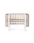 RKids Patut pentru copii 120 x 60 cm din lemn de fag 0-4 ani Monaco Velour Cappuccino cu inaltimea saltelei reglabila si laterala detasabila