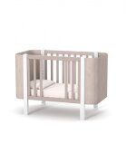 RKids Patut pentru copii 120 x 60 cm din lemn de fag 0-4 ani Monaco Velour Cappuccino cu inaltimea saltelei reglabila si laterala detasabila