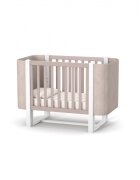 RKids Patut pentru copii 120 x 60 cm din lemn de fag 0-4 ani Monaco Velour Cappuccino cu inaltimea saltelei reglabila si laterala detasabila