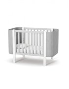 RKids Patut pentru copii 120 x 60 cm din lemn de fag 0-4 ani Monaco Velour Gri cu inaltimea saltelei reglabila si laterala detasabila