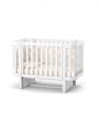 RKids Patut pentru copii 120 x 60 cm din lemn masiv de fag 0-4 ani Monaco Alb inaltimea saltelei reglabila in 4 nivele laterala detasabila