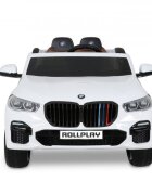 ROLLPLAY Masina electrica pentru copii BMW X5 White 45W Versiune M 12V cu telecomanda deschidere usi Mp3 scaun piele si efecte muzicale