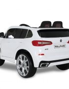 ROLLPLAY Masina electrica pentru copii BMW X5 White 45W Versiune M 12V cu telecomanda deschidere usi Mp3 scaun piele si efecte muzicale