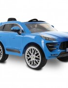ROLLPLAY Masina electrica pentru copii Porche Macan Turbo 70W albastra deschidere usi schimbator de viteze unitate audio cu Mp3 si bluetooth cu telecomanda