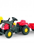 ROLLY TOYS Tractor cu pedale Rolly Kid X Rosu cu remorca si cupa