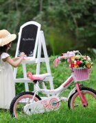 Royal Baby Bicicleta pentru copii Jenny Children Alb cu roti ajutatoare ghidon reglabil cosulet cadru din otel varsta 3-5 ani 14 inch greutate suportata 60 kg