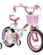 Royal Baby Bicicleta pentru copii Jenny Children Alb cu roti ajutatoare ghidon reglabil cosulet cadru din otel varsta 3-5 ani 14 inch greutate suportata 60 kg