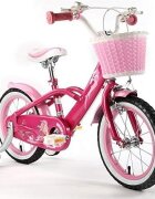 Royal Baby Bicicleta pentru copii Mermaid Roz cu roti ajutatoare varsta 5-7 ani roti 18 inch cadru din otel ghidon reglabil cosulet greutate suportata 60 Kg