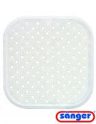 SANGER Covoras de dus din cauciuc natural antiderapant cu ventuze pentru fixare 56x56 cm alb