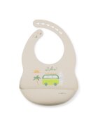 Saro Baby Baveta ajustabila din silicon cu buzunar Party Aloha sand