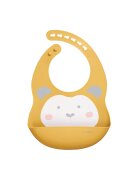 Saro Baby Baveta ajustabila din silicon cu buzunar Sweet Fun mustard