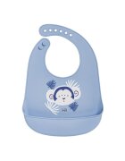 Saro Baby Baveta ajustabila din silicon cu buzunar Yum Bib blue monkey