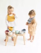 Saro Baby Bol anti-alunecare din silicon alimentar si lingurita Blue mist