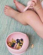 Saro Baby Bol anti-alunecare din silicon alimentar si lingurita Copper