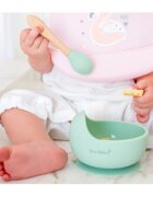 Saro Baby Bol anti-alunecare din silicon alimentar si lingurita Copper