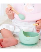 Saro Baby Bol anti-alunecare din silicon alimentar si lingurita Mint