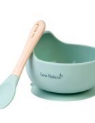 Saro Baby Bol anti-alunecare din silicon alimentar si lingurita Mint