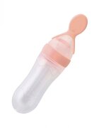 Saro Baby Lingurita silicon cu rezervor gradat roz 90 ml