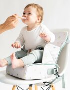 Saro Baby Scaun de masa portabil Funny Farm 2 in 1 design multifunctional geanta de mana centura de siguranta