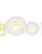 Saro Baby Set complet de masa cu 5 piese Giraffe Party mustard