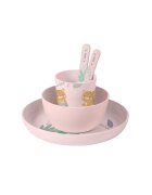 Saro Baby Set complet de masa cu 5 piese Jungle Cheetahs rose