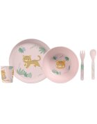 Saro Baby Set complet de masa cu 5 piese Jungle Cheetahs rose