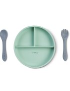 Saro Baby Set diversificare cu 4 piese din silicon Food Fun mint