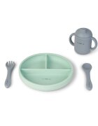 Saro Baby Set diversificare cu 4 piese din silicon Food Fun mint