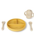 Saro Baby Set diversificare cu 4 piese din silicon Food Fun mustard