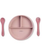 Saro Baby Set diversificare cu 4 piese din silicon Food Fun pink