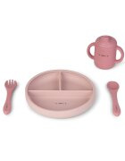 Saro Baby Set diversificare cu 4 piese din silicon Food Fun pink