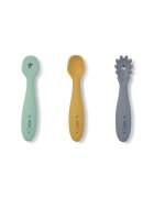 Saro Baby Set pre-lingurite din silicon pentru diversificare bebelusi blue mist