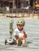 SCOOT AND RIDE Casca de protectie pentru copii cu sistem de reglare magnetic si LED Olive S-M 51-55 cm 3 ani+