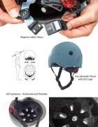 SCOOT AND RIDE Casca de protectie pentru copii cu sistem de reglare magnetic si LED Olive S-M 51-55 cm 3 ani+