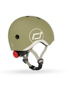 SCOOT AND RIDE Casca de protectie pentru copii sistem de reglare magnetic cu led XXS-S 45-51 cm 1 an+ Olive Scoot Ride