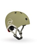 SCOOT AND RIDE Casca de protectie pentru copii sistem de reglare magnetic cu led XXS-S 45-51 cm 1 an+ Olive Scoot Ride