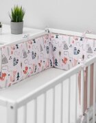 Sensillo Aparatoare pentru patut Waffle Fox Pink 180x30cm cu doua fete din bumbac umplutura antialergicaprindere cu panglici