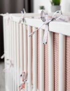 Sensillo Aparatoare pentru patut Waffle Fox Pink 180x30cm cu doua fete din bumbac umplutura antialergicaprindere cu panglici
