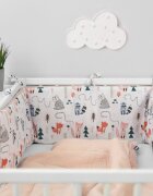 Sensillo Aparatoare pentru patut Waffle Fox Pink 180x30cm cu doua fete din bumbac umplutura antialergicaprindere cu panglici