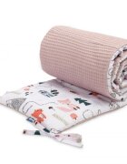 Sensillo Aparatoare pentru patut Waffle Fox Pink 180x30cm cu doua fete din bumbac umplutura antialergicaprindere cu panglici