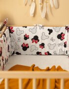 Sensillo Aparatoare pentru patut Waffle Mice Grey 180x30cm cu doua fete din bumbac umplutura antialergicaprindere cu panglici