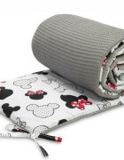 Sensillo Aparatoare pentru patut Waffle Mice Grey 180x30cm cu doua fete din bumbac umplutura antialergicaprindere cu panglici
