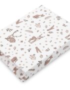 Sensillo Cearceaf imprimat Forest Beige pentru saltea copii 120x60 cmbanda elastica de fixarematerial din bumbac 100
