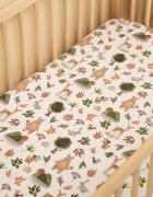 Sensillo Cearceaf imprimat Forest pentru saltea copii 120x60 cmbanda elastica de fixarematerial din bumbac 100