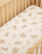 Sensillo Cearceaf imprimat Rainbow Teddy pentru saltea copii 120x60 cmbanda elastica de fixarematerial din bumbac 100