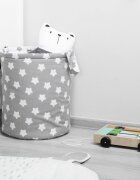 Sensillo Cos pliabil din bumbac cu pereti dubli intaritidoua fete si manere pentru jucarii sau hainute copii Stars Grey