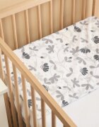 Sensillo Husa pentru perna cu plan inclinat 38x60 cm Frunze gri inchidere cu fermoar material bumbac