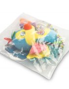 Sensillo Jucarie de plus pentru caruciorpatut Birdie cu zornaitoarefosnait si inele de dentitie realizata din material plusatagatatoare practica