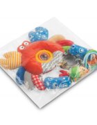Sensillo Jucarie de plus pentru caruciorpatut Funny Crab cu zornaitoarefosnait si inele de dentitie realizata din material plusatagatatoare practica