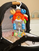 Sensillo Jucarie de plus pentru caruciorpatut Funny Crab cu zornaitoarefosnait si inele de dentitie realizata din material plusatagatatoare practica